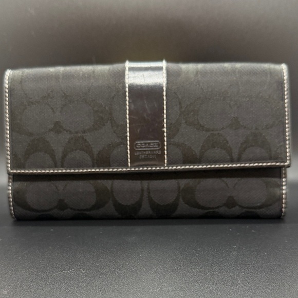 Coach Handbags - Coach Black Signature Women's Trifold or Checkbook Wallet